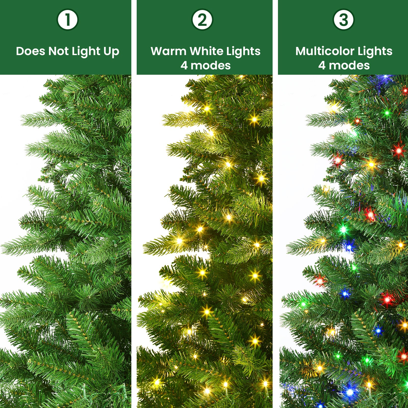 Only For UK 6FT Pre-Lit Artificial Christmas Tree with 330 Warm White & Multicolor LED Lights