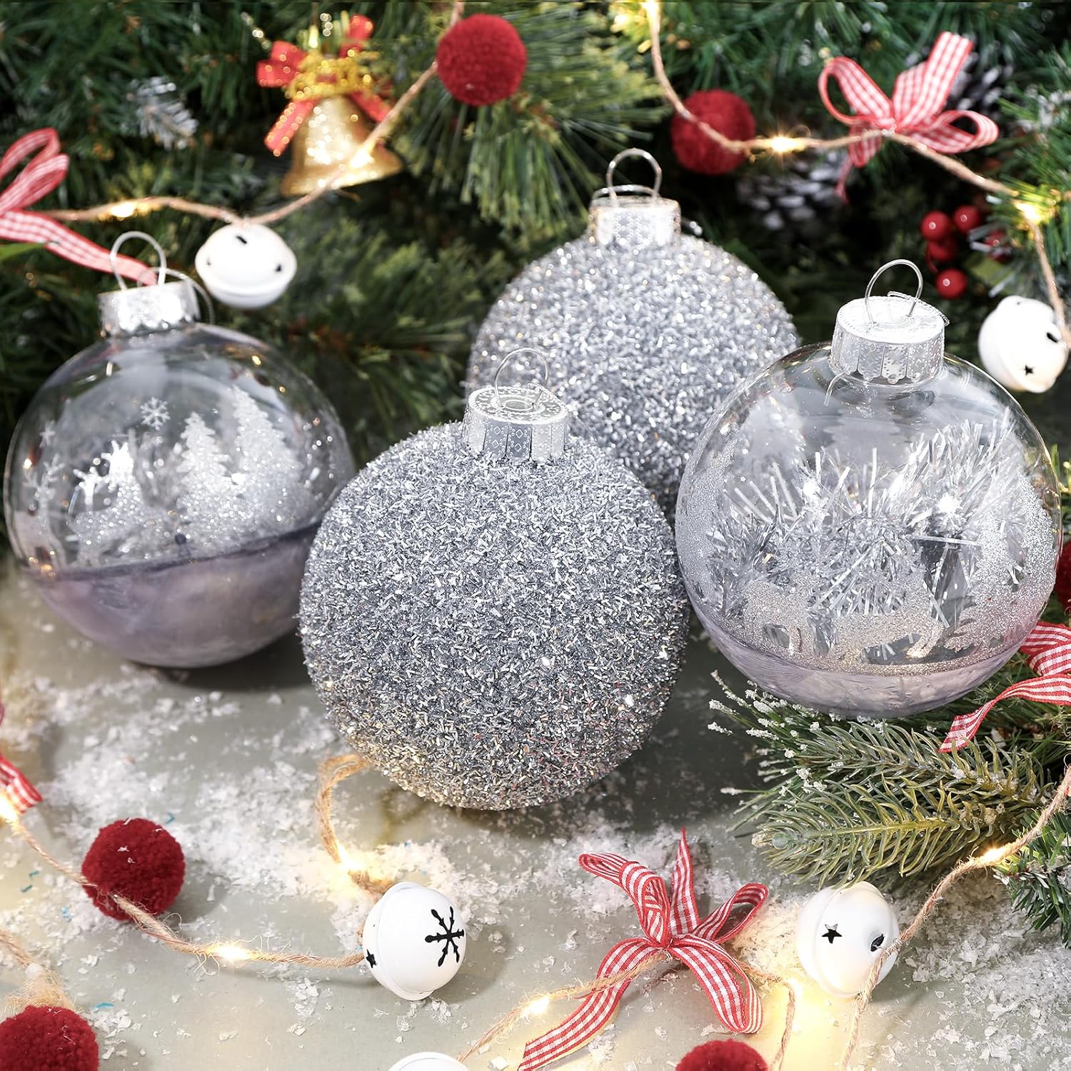 4 Pcs 120mm Large Christmas Balls Ornaments for Christmas Tree - SHareconn