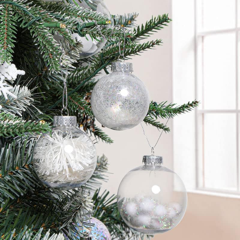 52pcs Clear Shatterproof Plastic Christmas Balls Ornaments Set - SHareconn