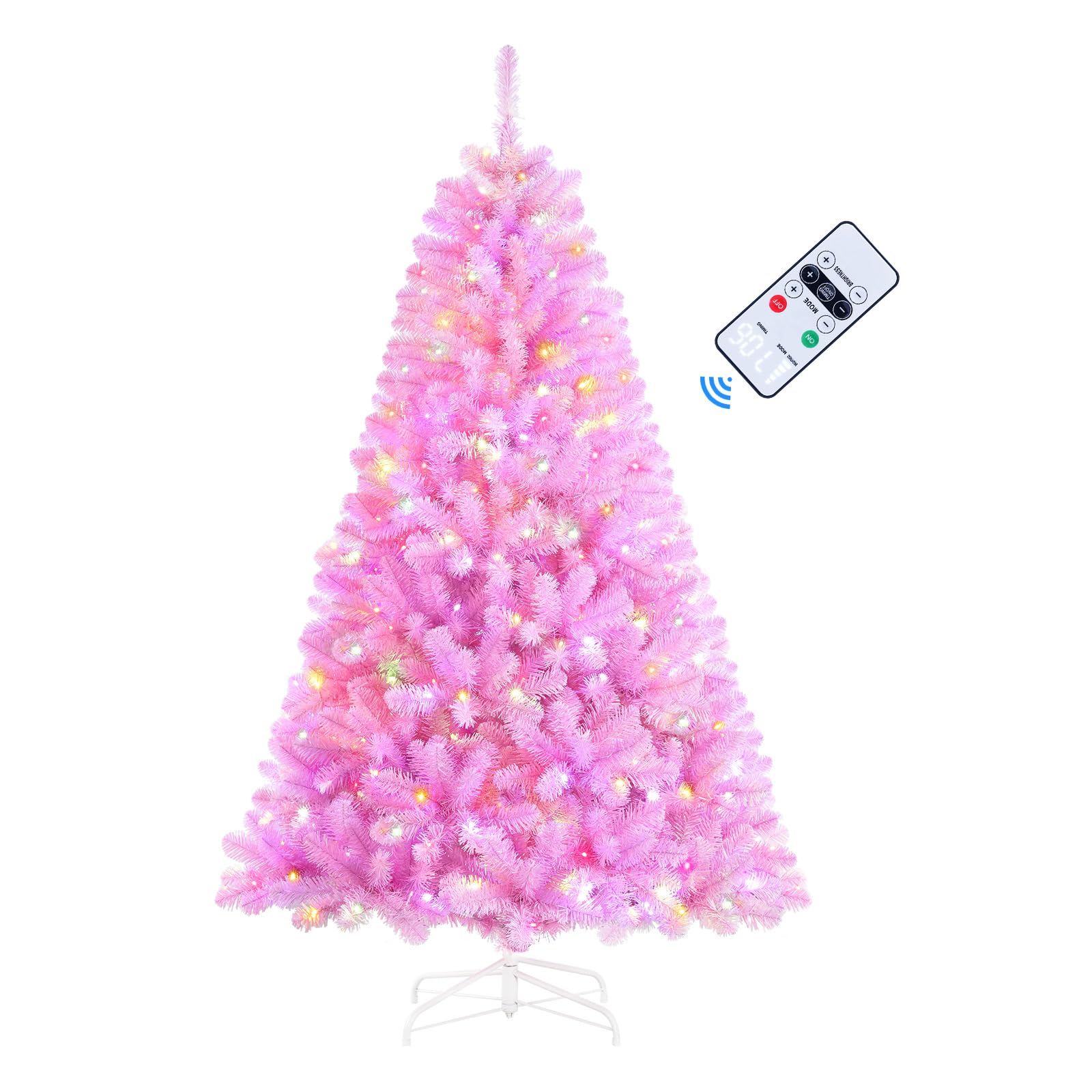 SHareconn 4ft Prelit Premium Artificial Hinged Christmas Tree with Remote Control,Timer,and 170 Warm White & Color LED Changing Lights,414 Branch Tips,Perfect Choice for Xmas Decoration,4 FT,Pink - SHareconn