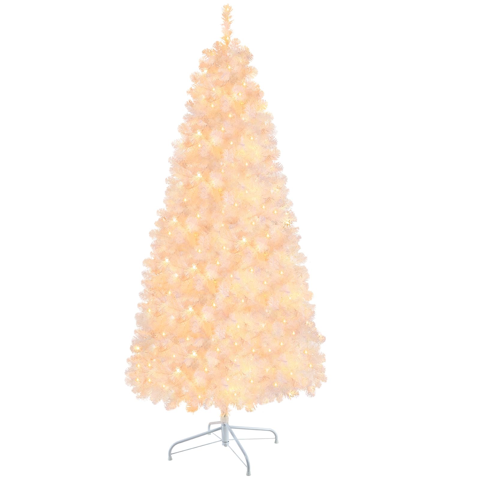 4ft Prelit Premium Artificial Hinged White Christmas Tree with Warm White Lights