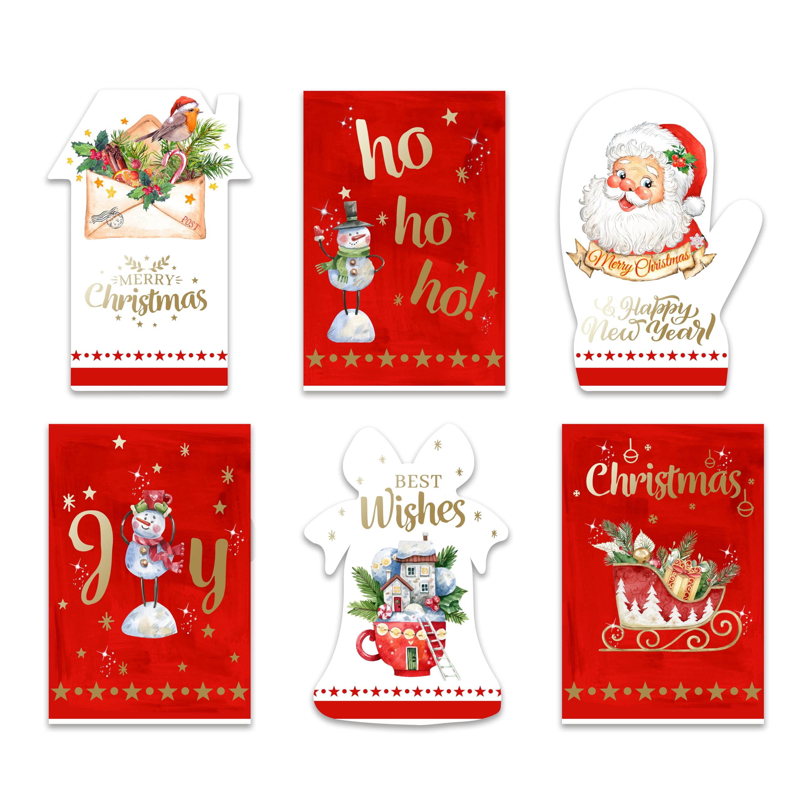 24 Cards Boxed Christmas Cards with Envelopes Unique House Shape Images