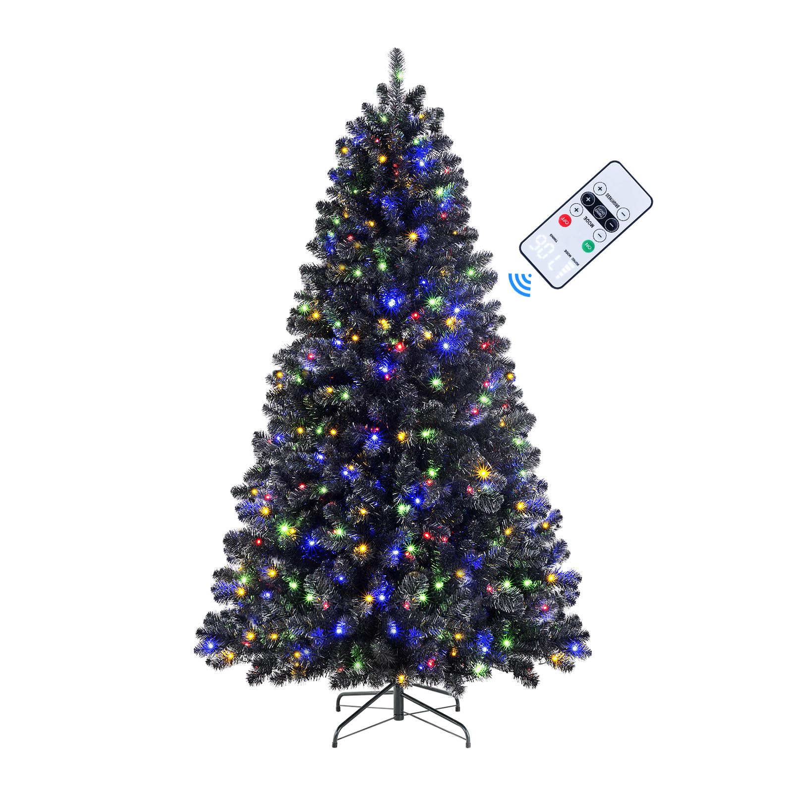 SHareconn 4ft Prelit Premium Artificial Hinged Christmas Tree with Remote Control,Timer, Warm White & Color LED Changing Lights, Branch Tips, Perfect Choice for Xmas Decoration, 4 FT,Black - SHareconn