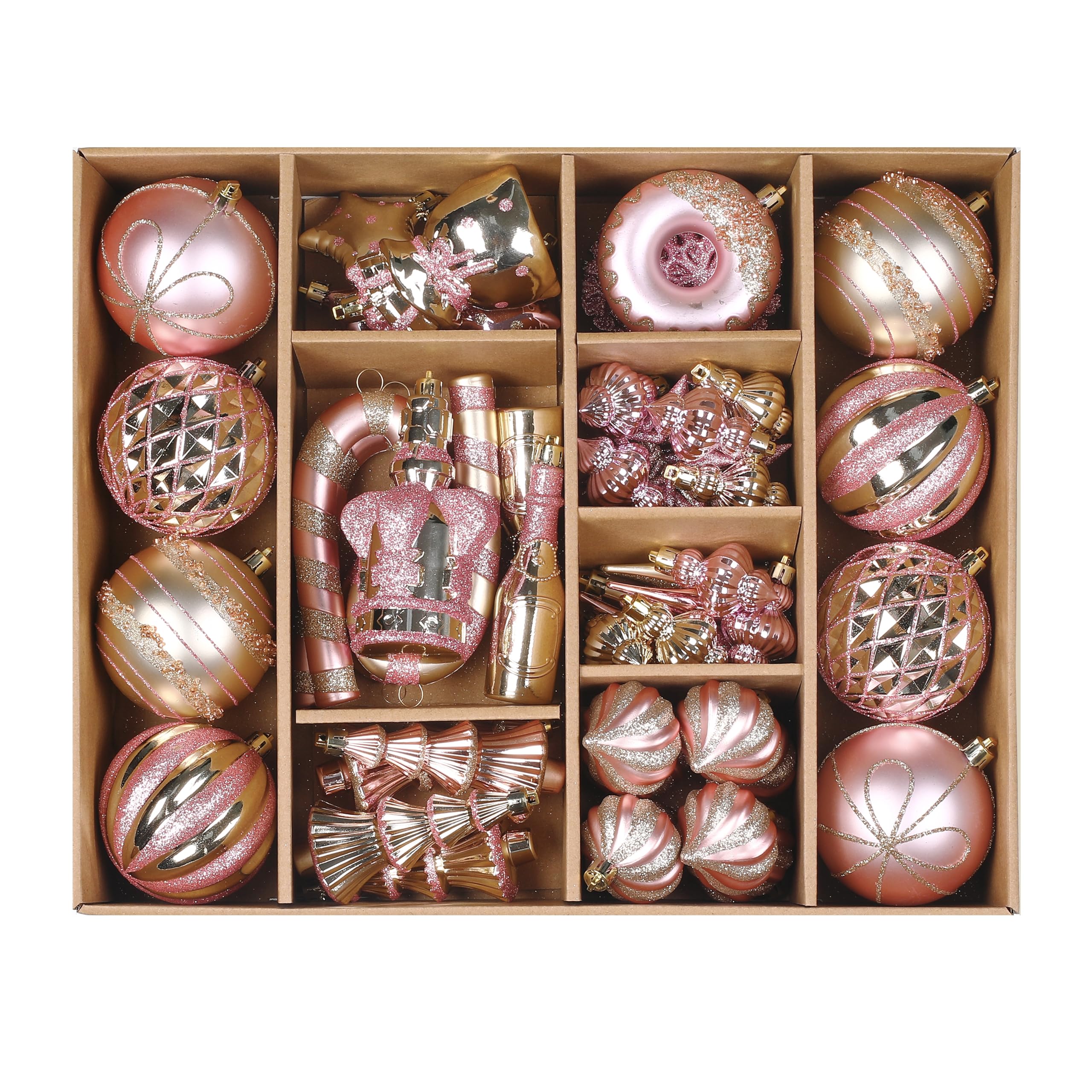 70 pcs Pink and Gold Christmas Ball Ornament Set