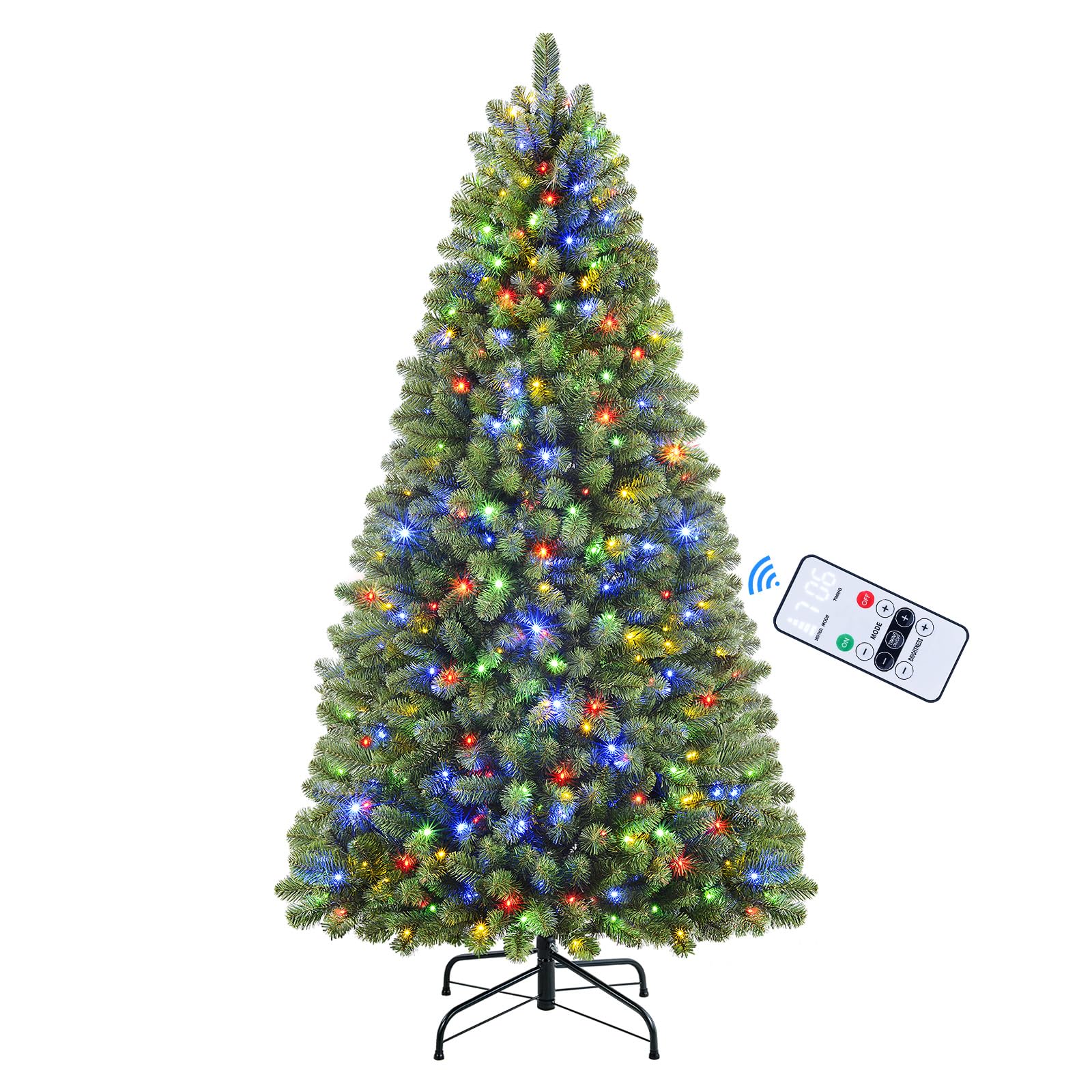 SHareconnLife 5ft Prelit Premium Artificial Hinged Christmas Tree with Remote Control,Timer, and 250 Warm White & Color LED Changing Lights, 624 Branch Tips, Perfect Choice for Xmas Decoration, 5 FT - SHareconn