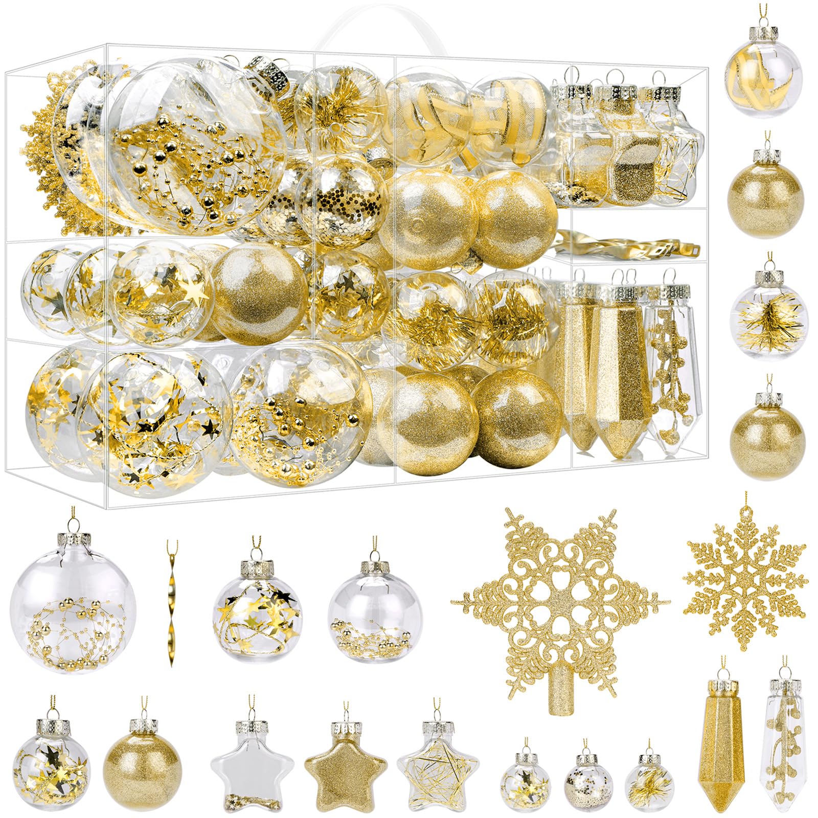 86PCS Glod Christmas Balls Ornaments Set