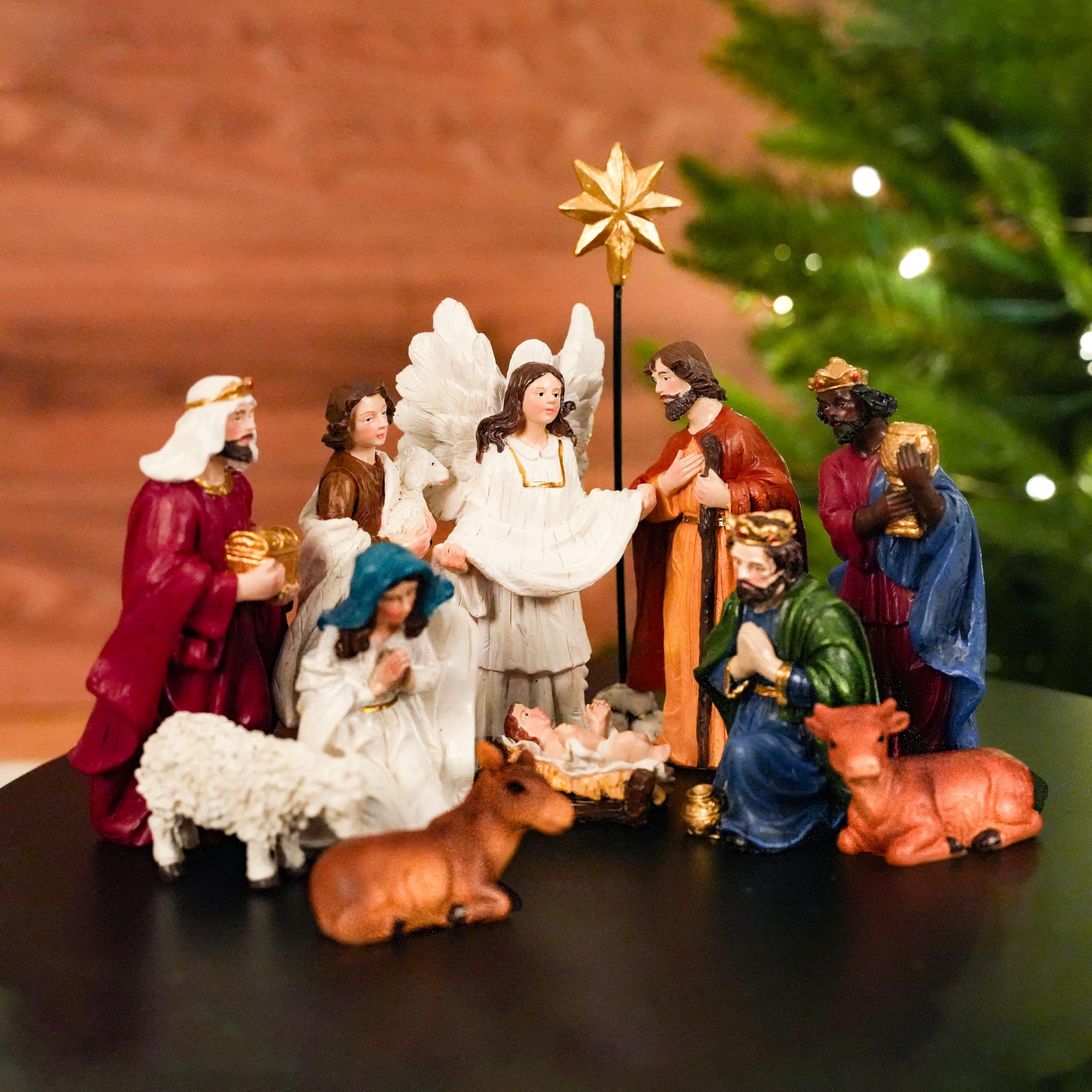 Nativity Set for Christmas, 12 Pieces 3.9 Inches Hand-Painted Resin Figurines for Christmas Nativity Scene Tabletop Holidays Home Decoration, Perfect Choice for Collection and Gifts