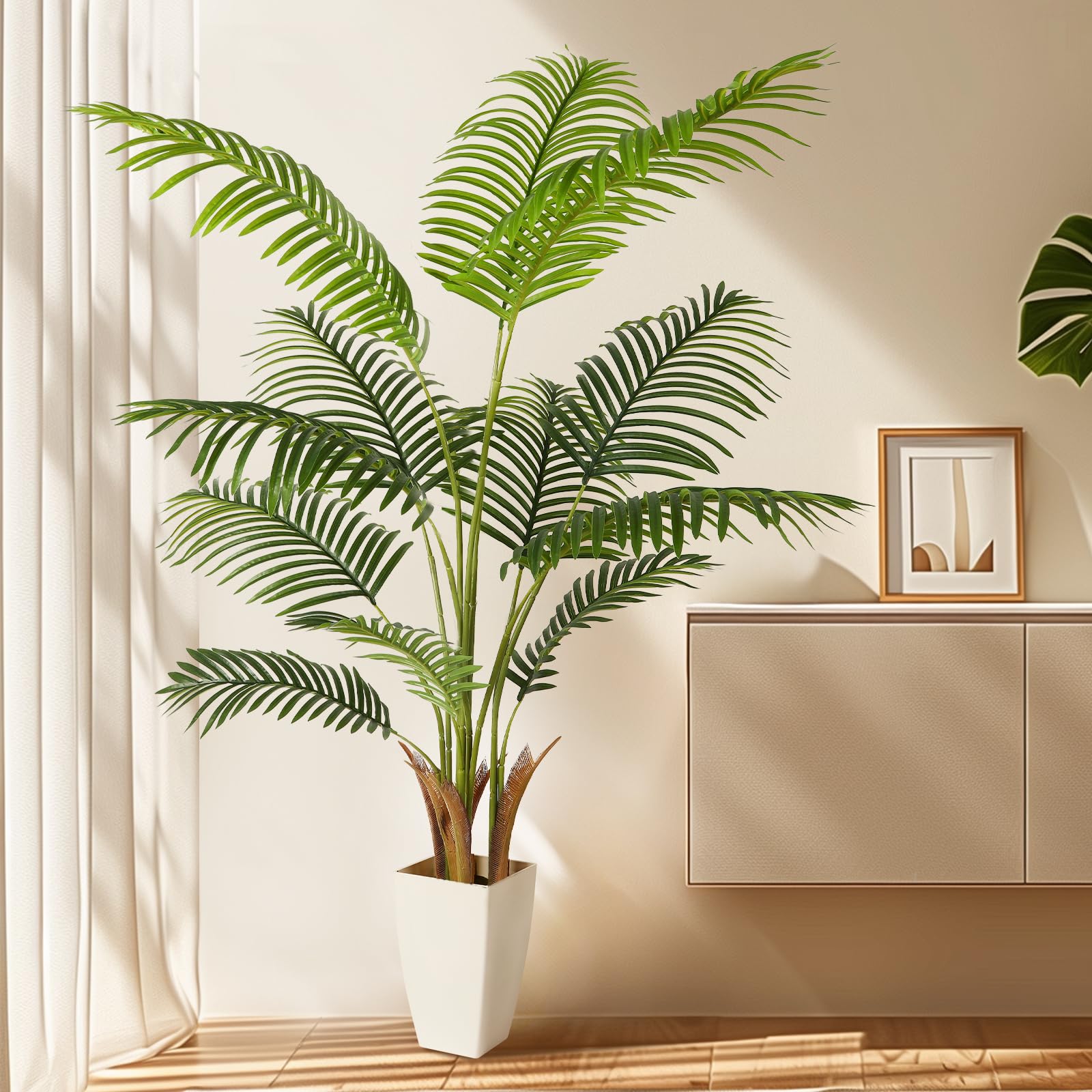 5ft Artificial Palm Tree with White Planter for Home Office Shop Housewarming Gift