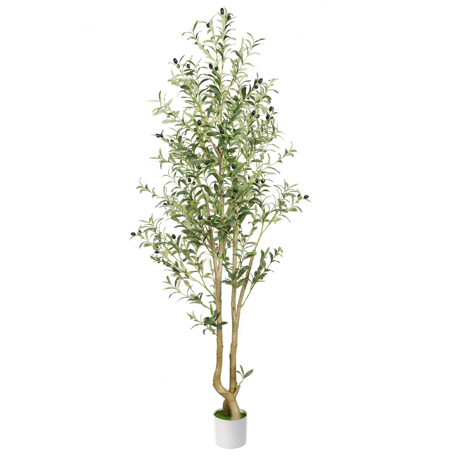 6ft Artificial Olive Tree Faux Silk Plant with Lively Artifical Wood Trunk and Lifelike Fruits