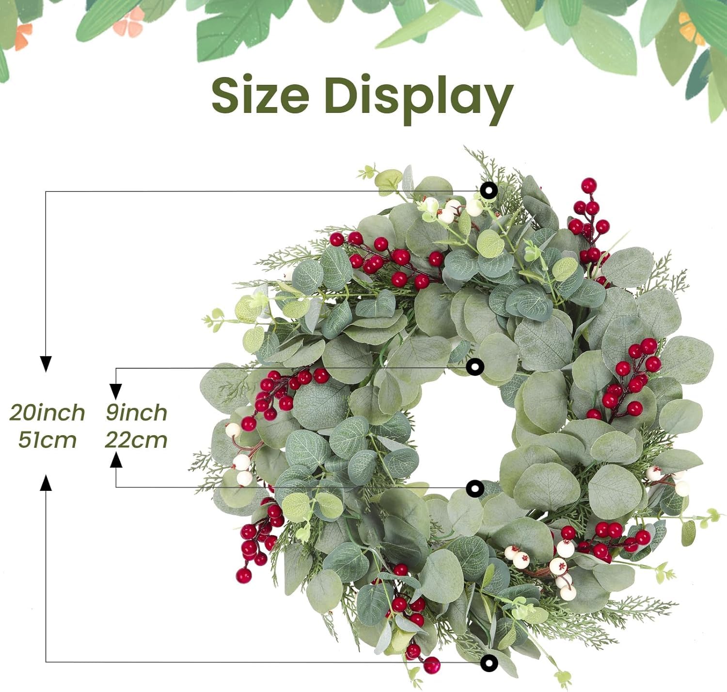 Artificial Christmas Eucalyptus Garland 20 Inch Green