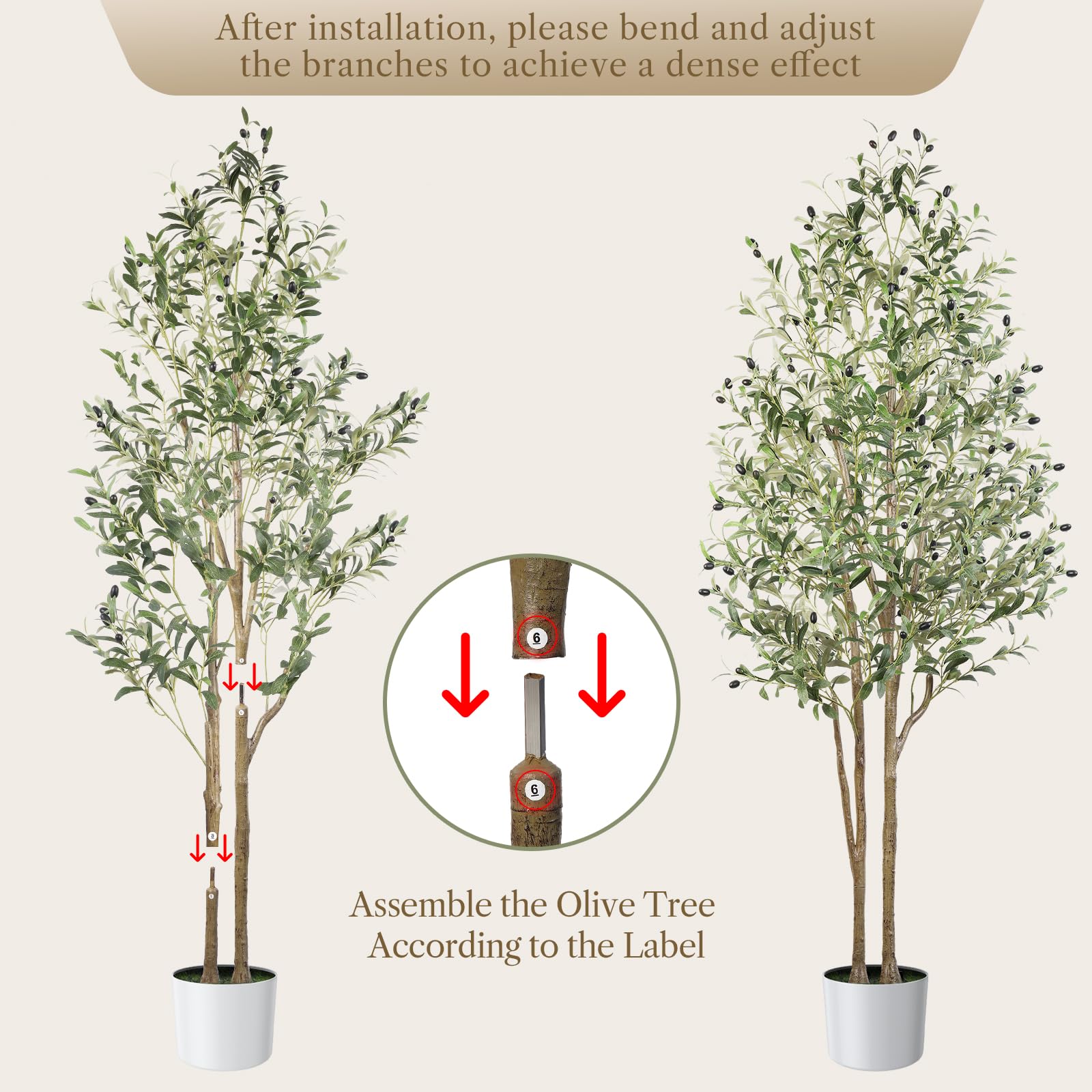 5 FT Artificial Olive Trees, Faux Olive Tree Indoor with Natural Wood Trunk & Lifelike Fruits