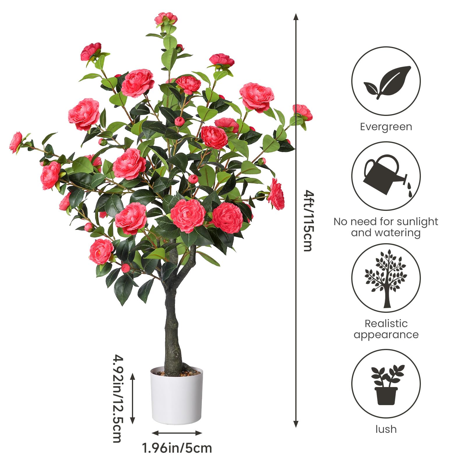 4FT Artificial Camellia Tree with 40 Pink Blooming Flowers Pink 2 Pack