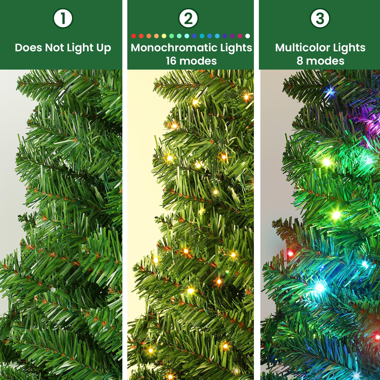 SHareconn 9ft Prelit Premium Artificial Hinged Christmas Tree with 640 RGB Lights, 2316 Branch Tips and Foldable Metal Stand, Perfect Choice for Xmas Decoration, 9 FT, Green - SHareconn