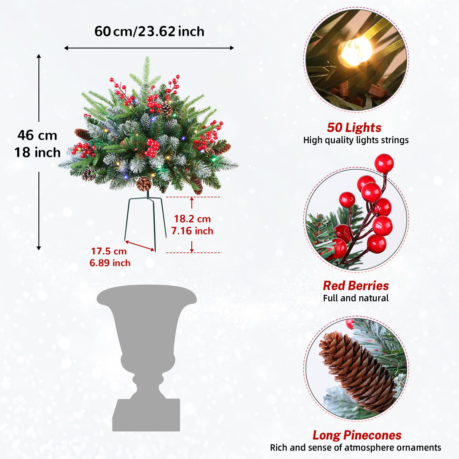 Set of 2 18 Inch Lighted Outdoor Christmas Tree with Remote