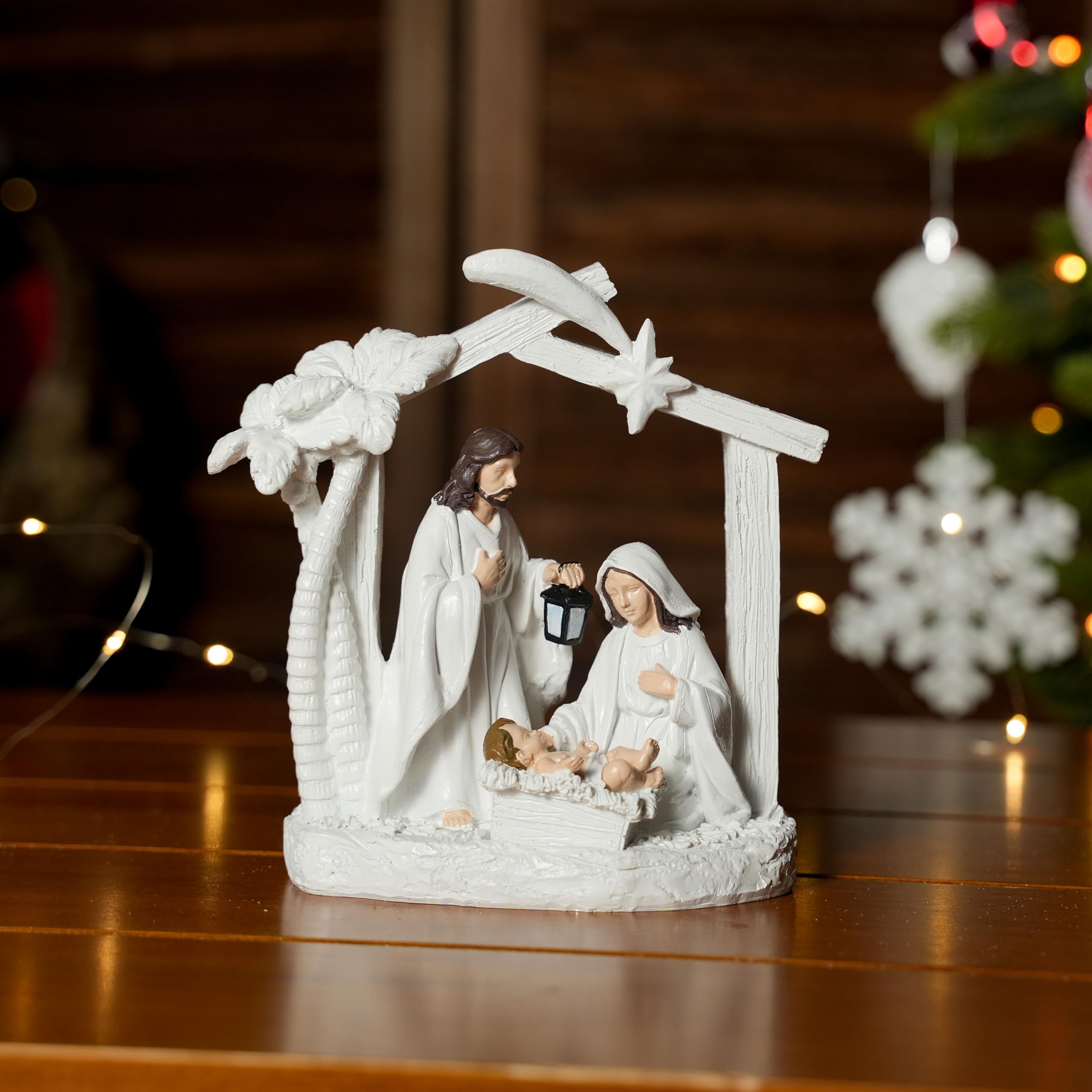 White Nativity Set for Christmas Indoor Nativity Scene Decoration