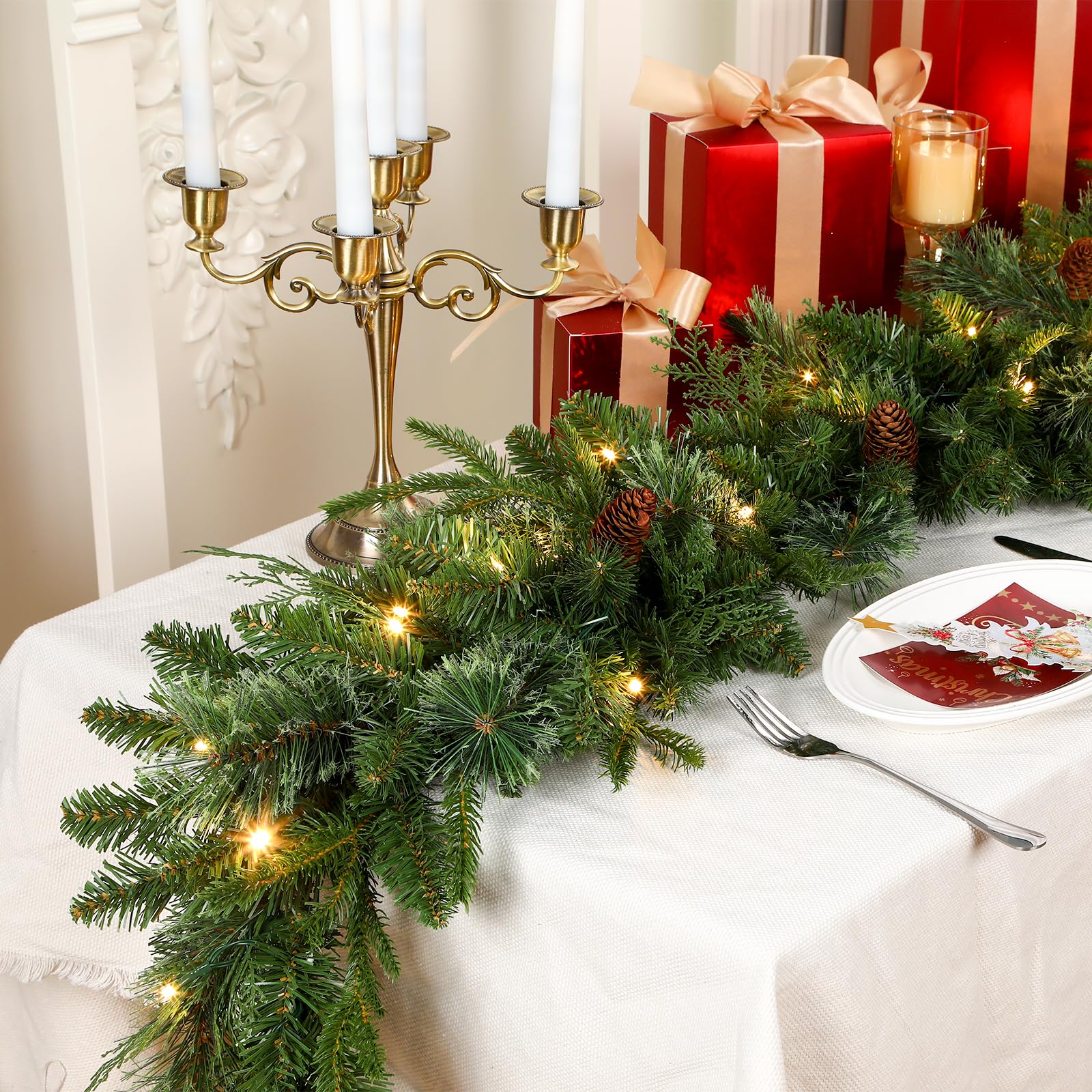 6FT Pre-Lit Cedar & Pinecone Decorating Christmas  Garland