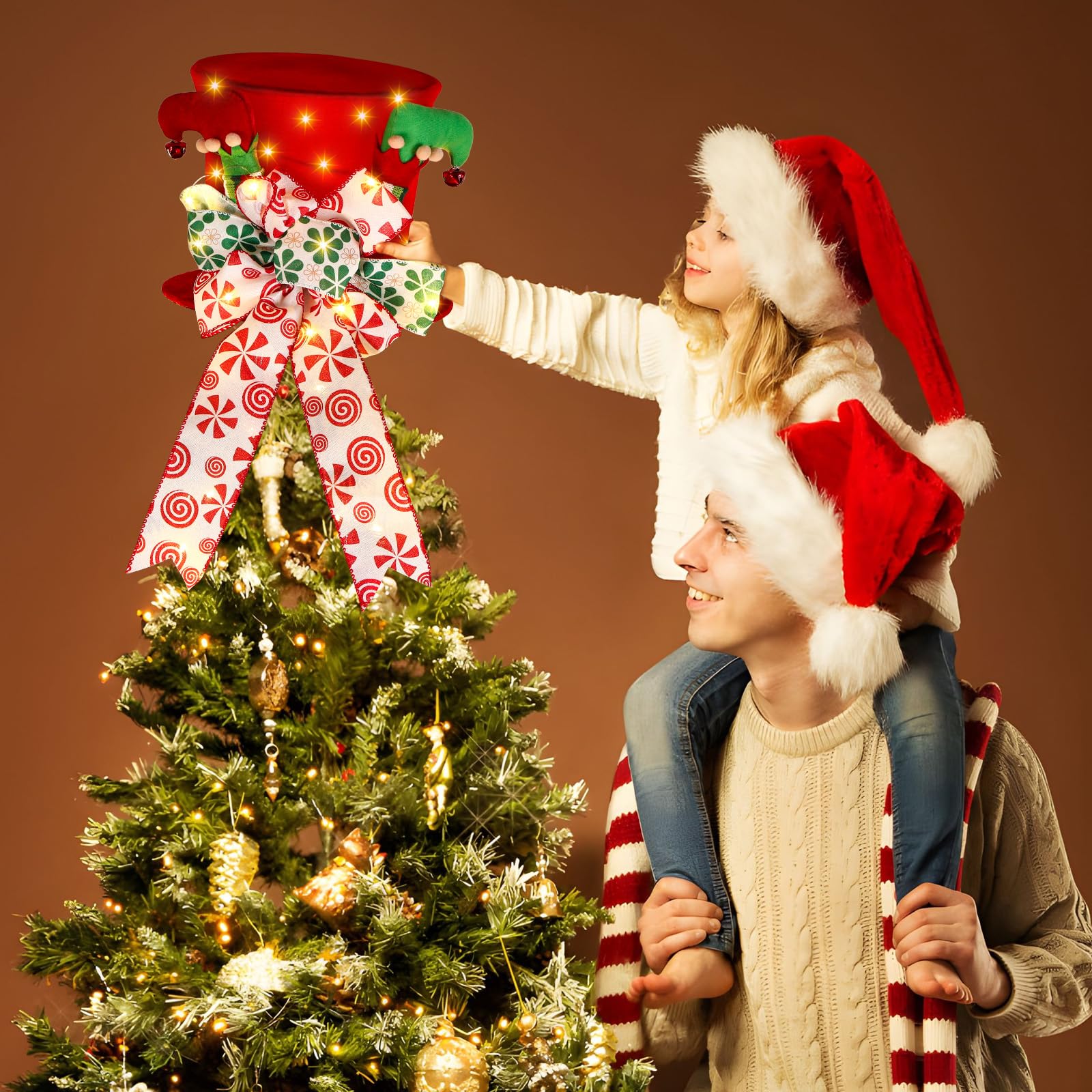 Christmas Tree Topper Hat Lighted