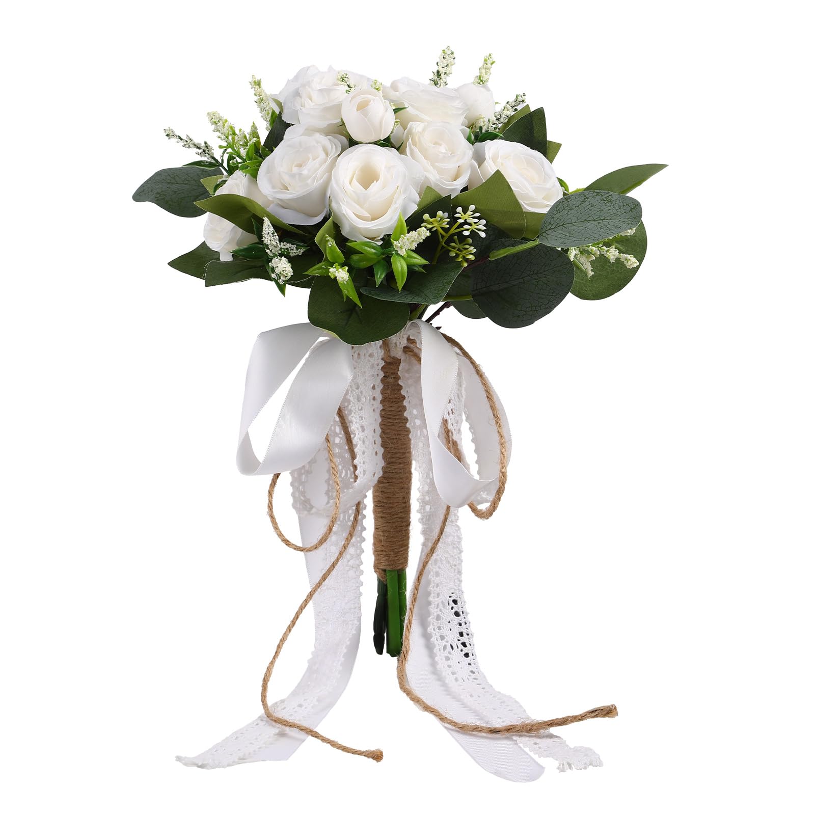 Wedding Bouquet Set for Bride and Bridesmaid with Matching Groom Boutonniere