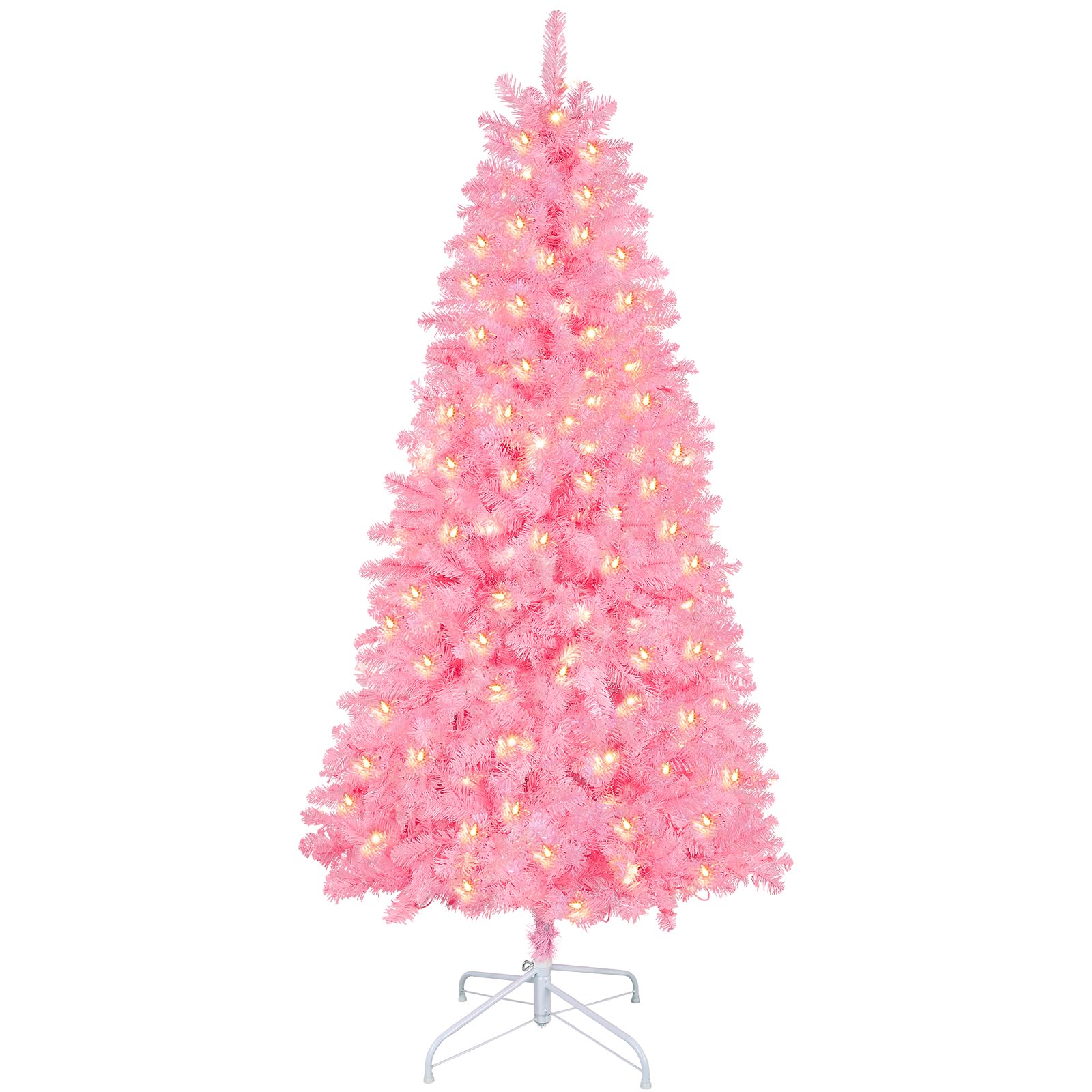 6ft Prelit Warm White Lights Premium Artificial Hinged Christmas Tree